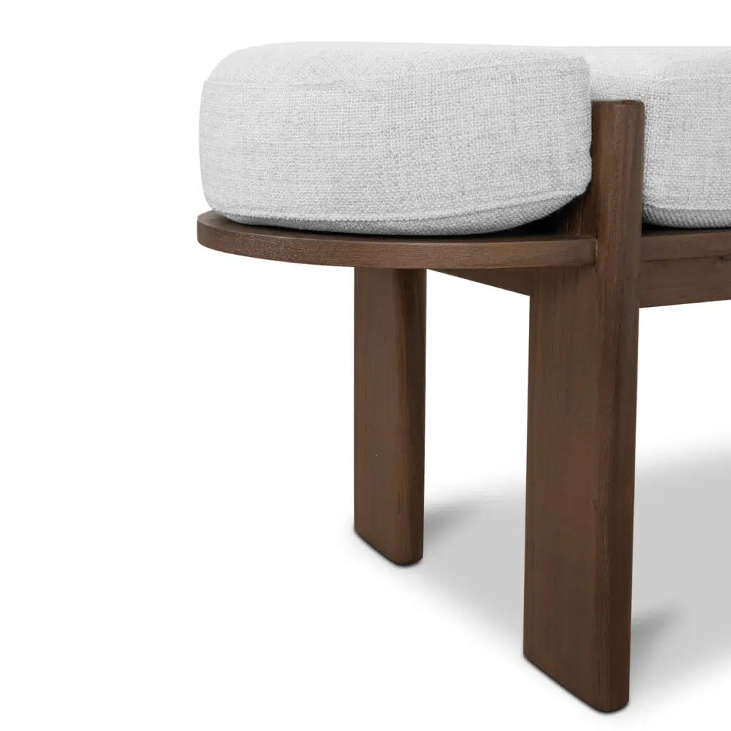 Ivora 1.6m Walnut Elm Bench with Natural Linen Cushion - Modern Design