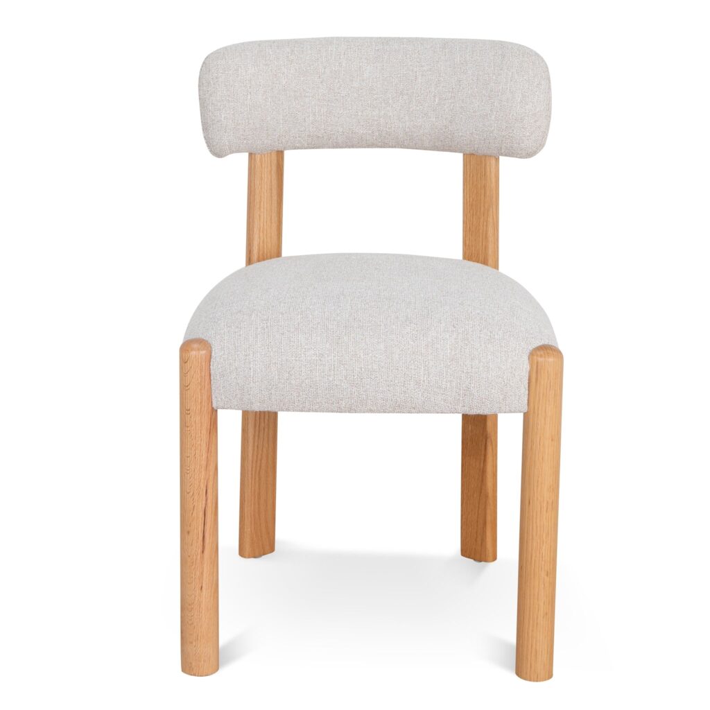 Modern Coastal Beige Rilo Dining Chair Set - Oak Frame & Ergonomic Design
