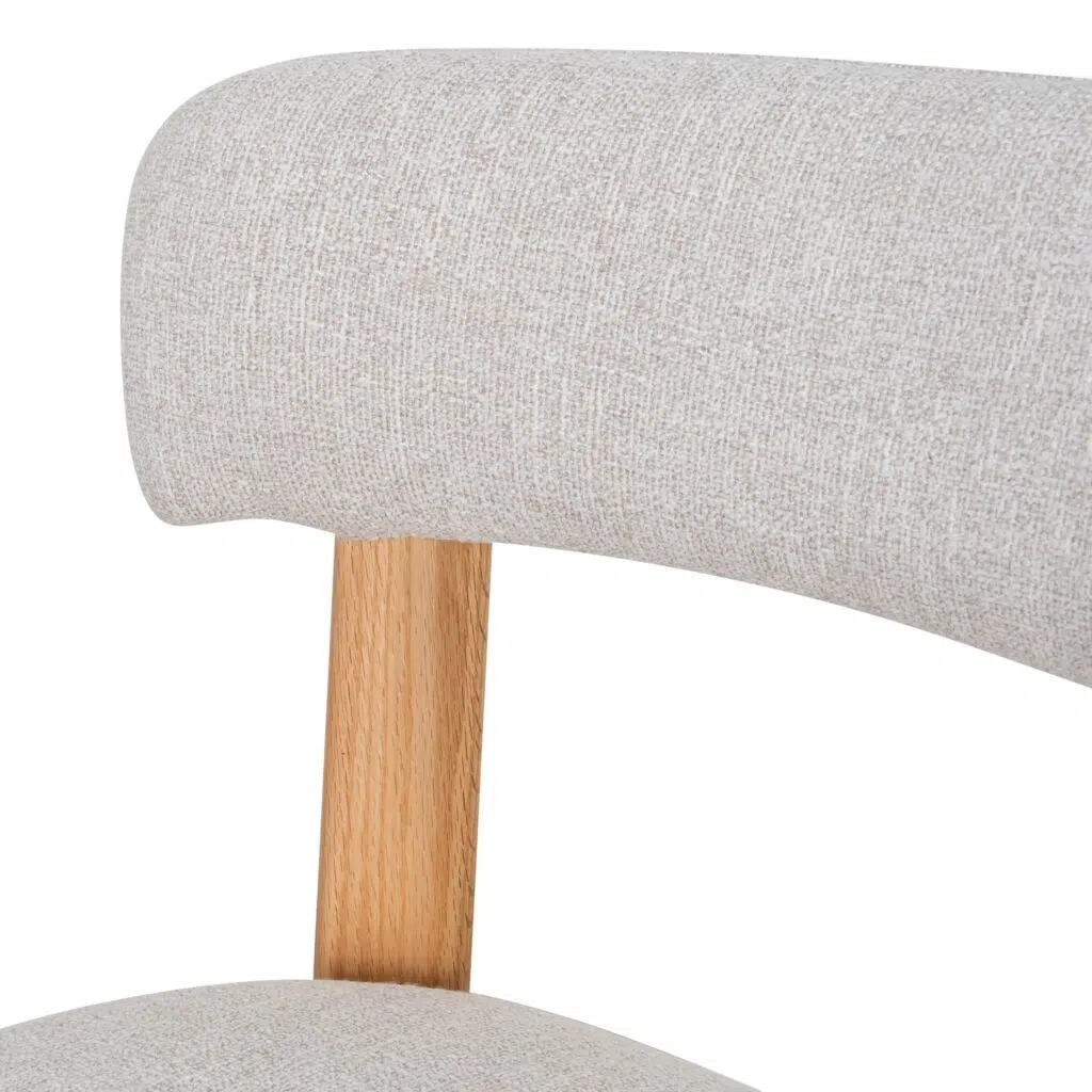 Rilo Coastal Beige Fabric Dining Chair Set of 2 Modern Oak Frame