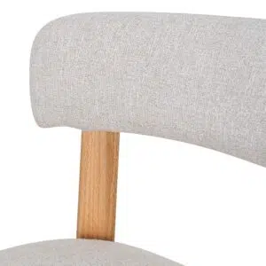 Rilo Coastal Beige Fabric Dining Chair Set of 2 Modern Oak Frame