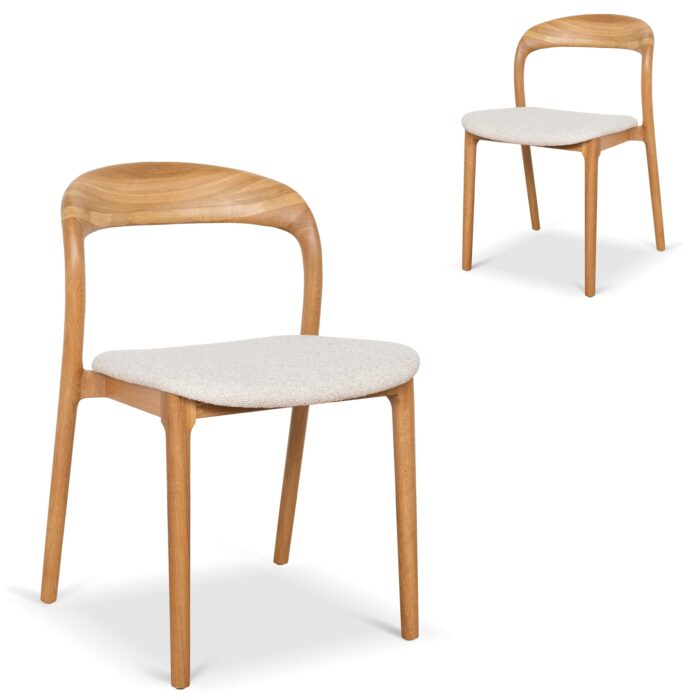 Cavor Natural Dining Chairs Set of 2 - Beige, Ergonomic, Wood Frame, Sleek Design