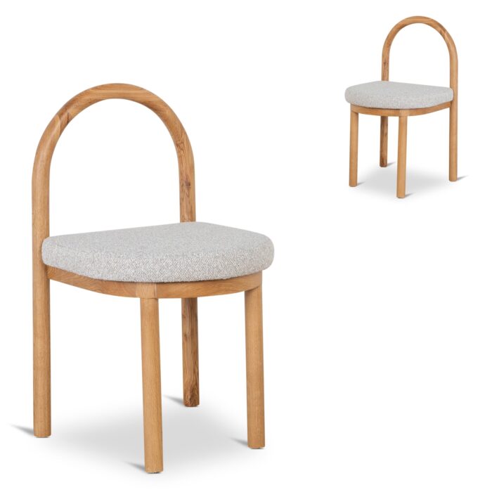 Tial Natural Dining Chair Clay Grey Set of 2 Elegant Design