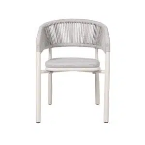 Light Grey Sand White Outdoor Dining Chair Set of 2 Durable Aluminum Frame