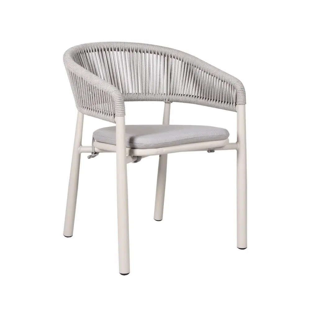 Glyn Sand White Outdoor Dining Chair Set of 2 Light Grey Aluminum Frame UV-Resistant