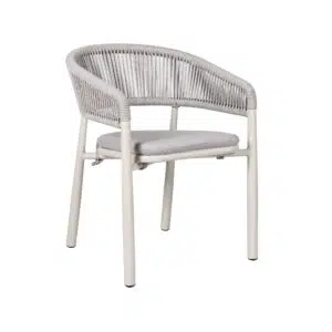 Glyn Sand White Outdoor Dining Chair Set of 2 Light Grey Aluminum Frame UV-Resistant