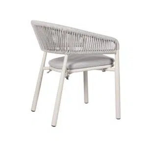 Sand White Outdoor Dining Chair with Light Grey Rope Seat - Set of 2