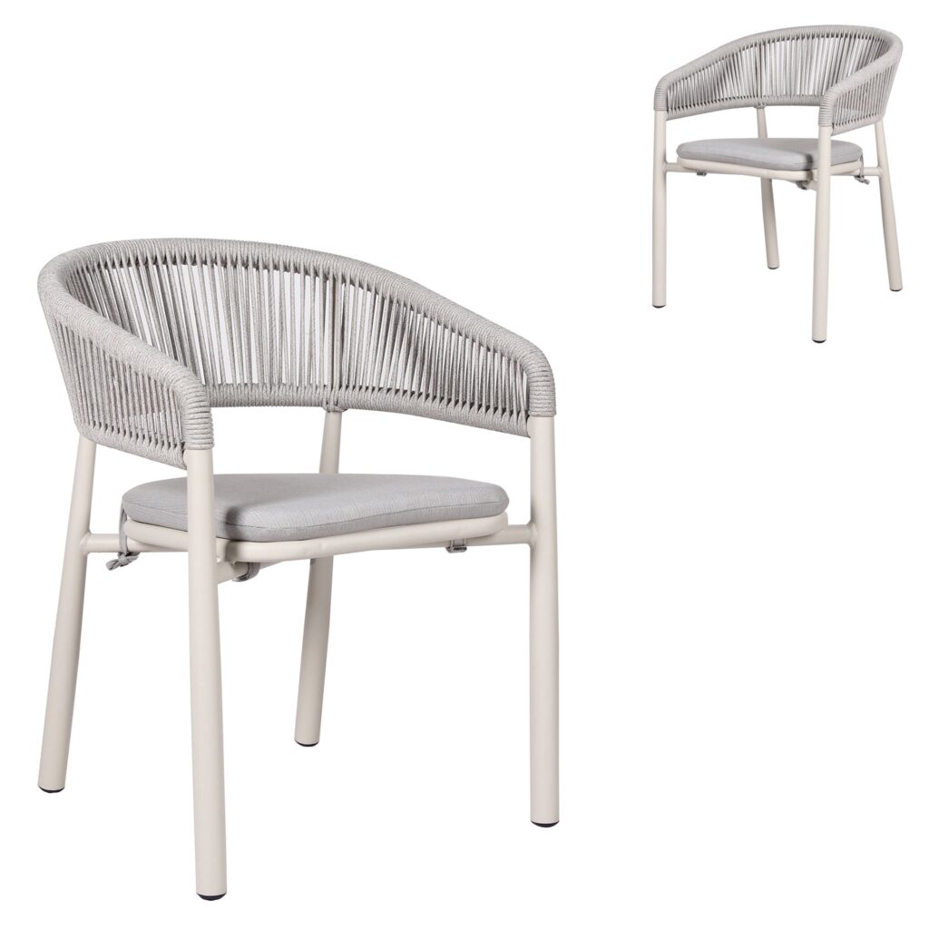 Sand White Outdoor Dining Chair Light Grey Set 2