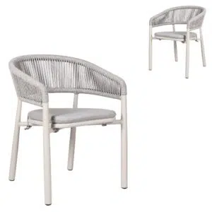 Sand White Outdoor Dining Chair Light Grey Set 2