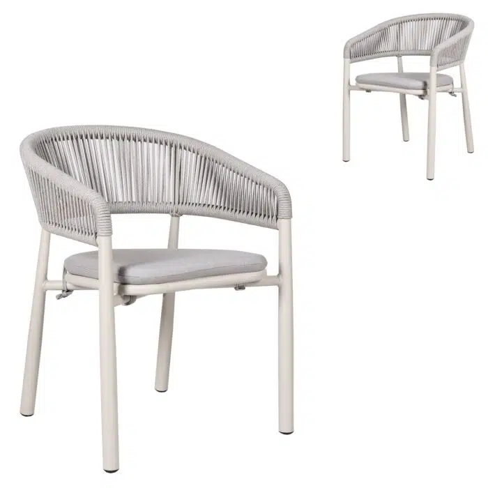 Glyn Sand White Outdoor Dining Chair – Light Grey (Set of 2)