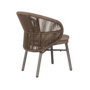 Beige outdoor dining chair, brown upholstery, aluminum frame - set of 2