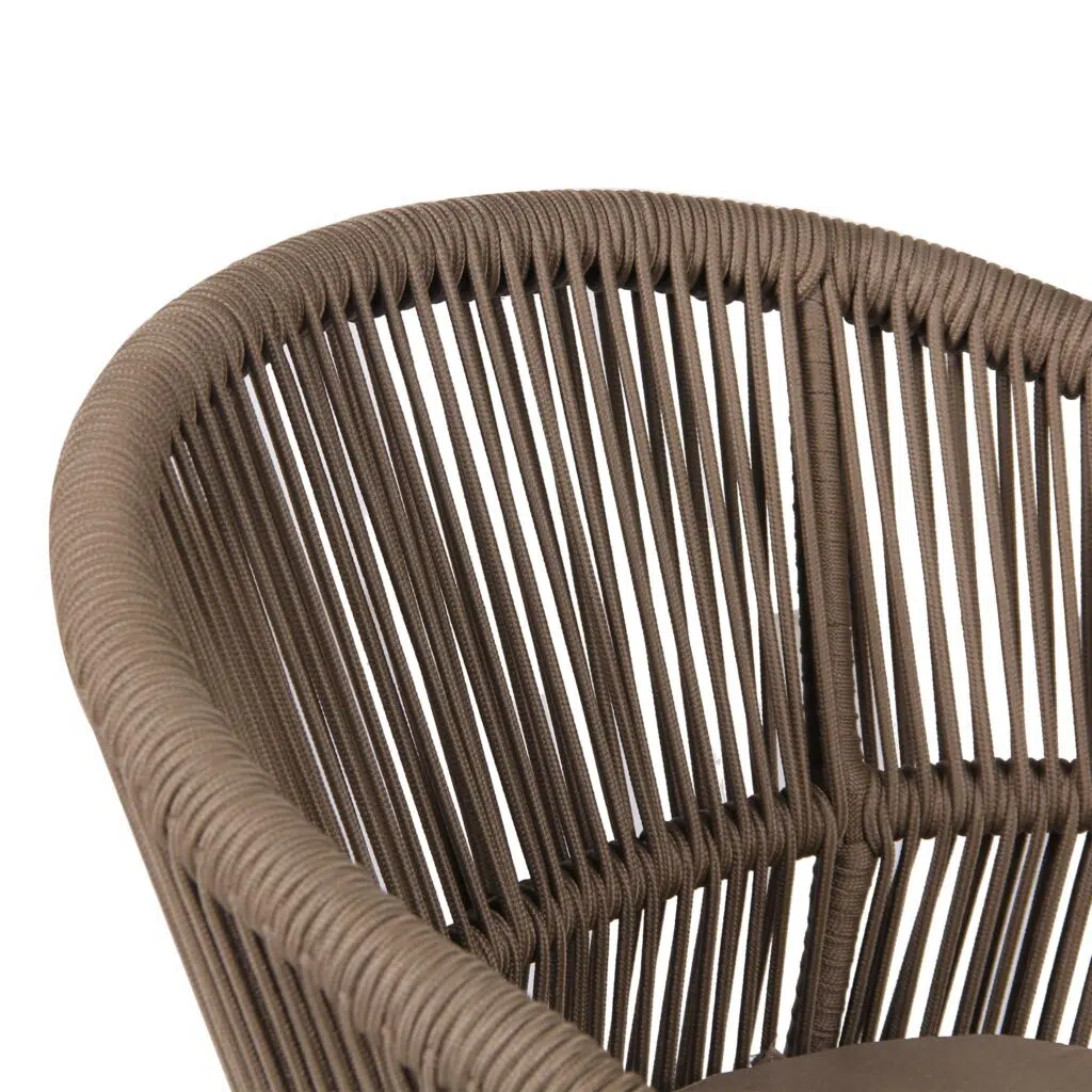 Vyna Brown Outdoor Dining Chair Set with Beige Cushions and Aluminum Frame