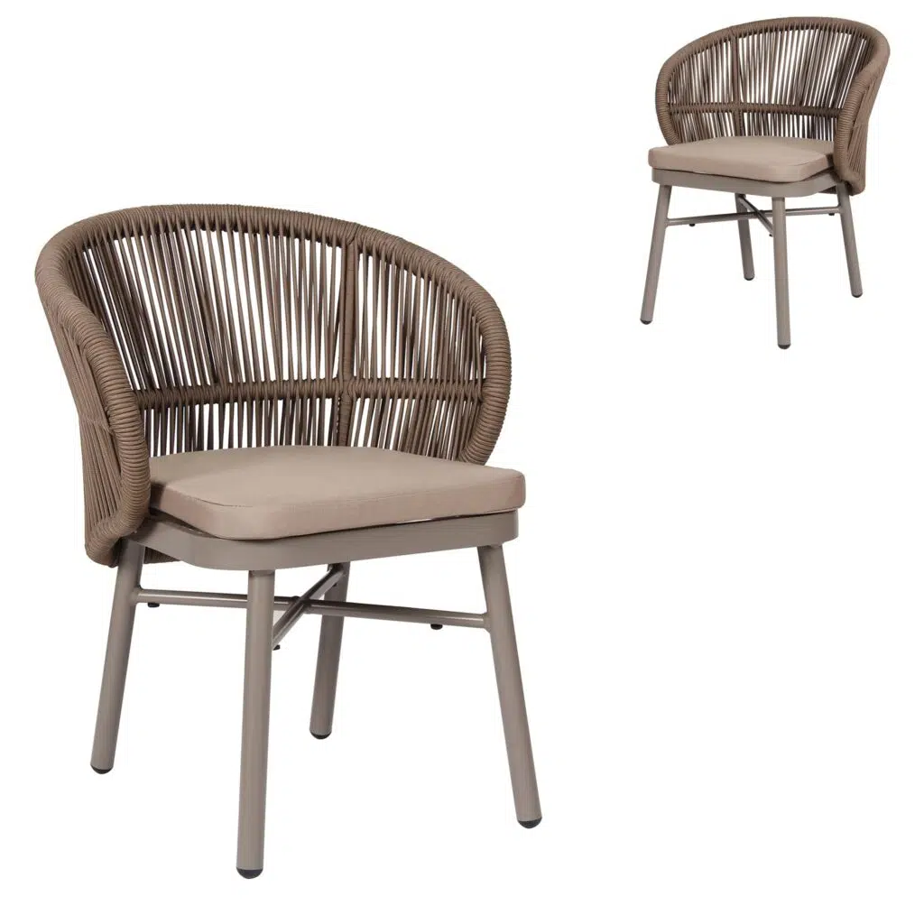 Vyna Beige Outdoor Dining Chairs Brown Set of 2