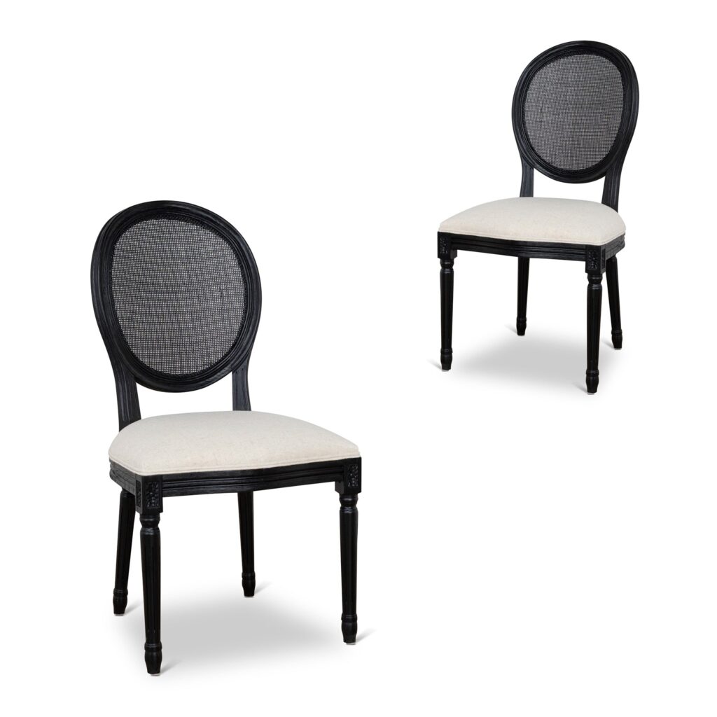 Sylor Black ELM Dining Chair - Dawn Beige | Elegant Design, Durable Fabric, Space-Optimized