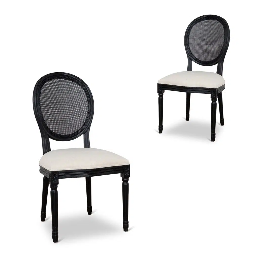 Sylor Black ELM Dining Chair - Dawn Beige | Elegant Design, Durable Fabric, Space-Optimized