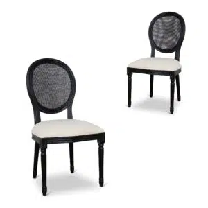 Sylor Black ELM Dining Chair - Dawn Beige | Elegant Design, Durable Fabric, Space-Optimized