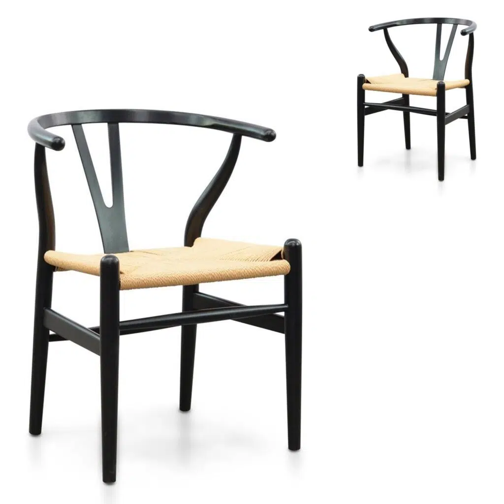 Vira Dining Chair Black Frame Natural Seat Set of 2
