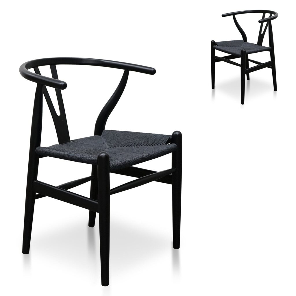 Orel Cord Dining Chair Full Black Set of 2 Modern Design