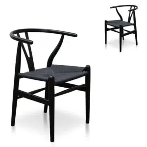 Orel Cord Dining Chair Full Black Set of 2 Modern Design