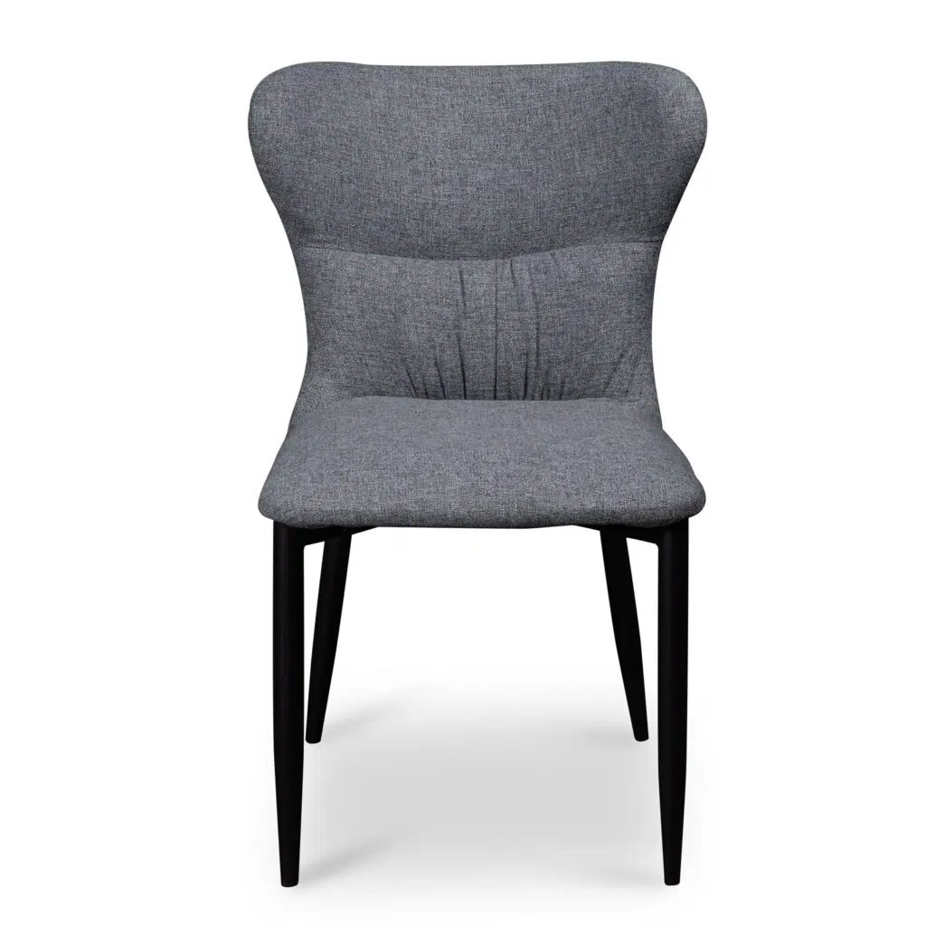 Wingback Pebble Grey Fabric Dining Chair with Black Legs