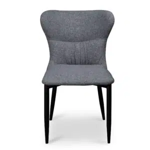 Wingback Pebble Grey Fabric Dining Chair with Black Legs