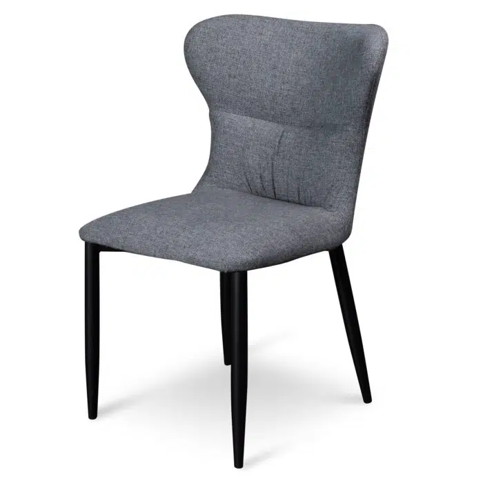 Nilo Fabric Dining Chair – Pebble Grey with Black Legs