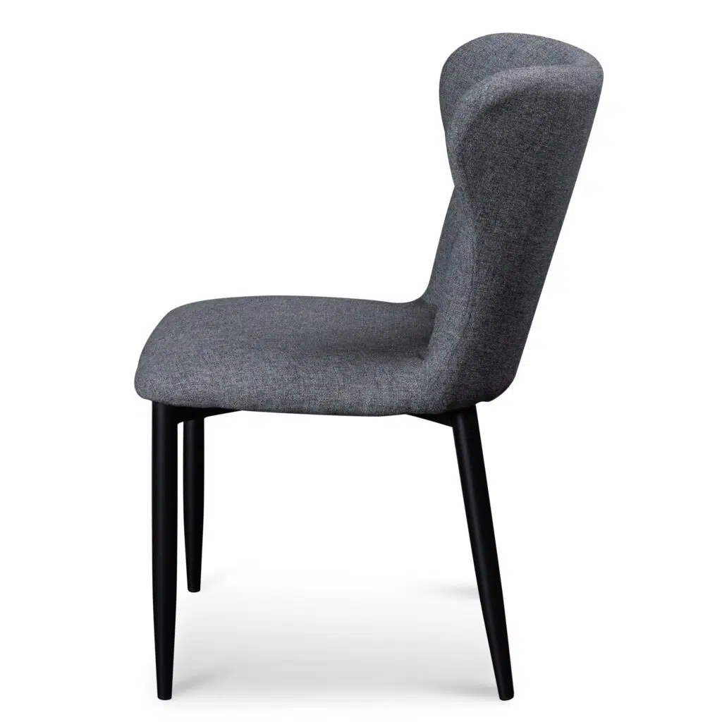 Modern Nilo Fabric Dining Chair - Pebble Grey with Black Legs