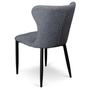 Modern Nilo Fabric Dining Chair - Pebble Grey & Black Legs
