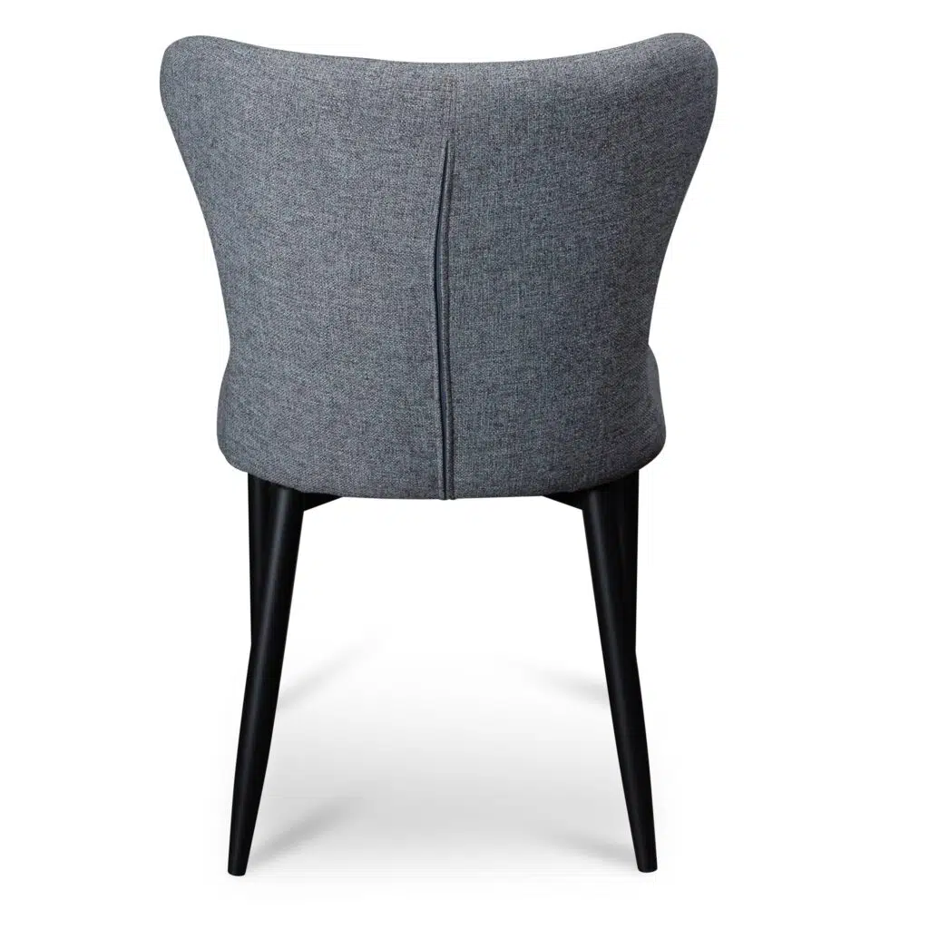Modern Nilo Fabric Dining Chair in Pebble Grey with Black Legs