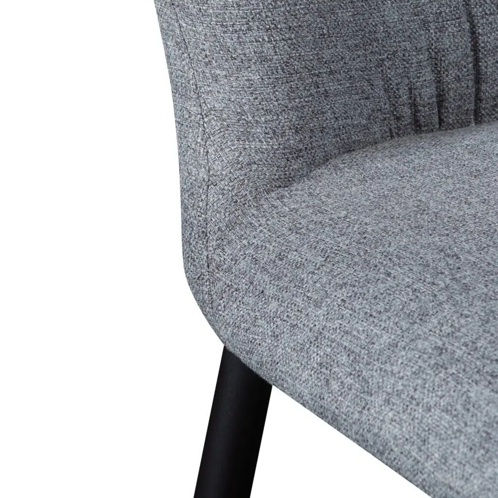 Nilo Pebble Grey Fabric Dining Chair with Black Legs Modern Wingback