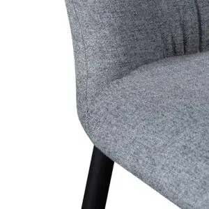 Nilo Pebble Grey Fabric Dining Chair with Black Legs Modern Wingback