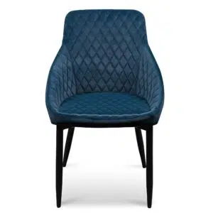 Navy Blue Velvet Dining Chair with Black Legs Set of 2