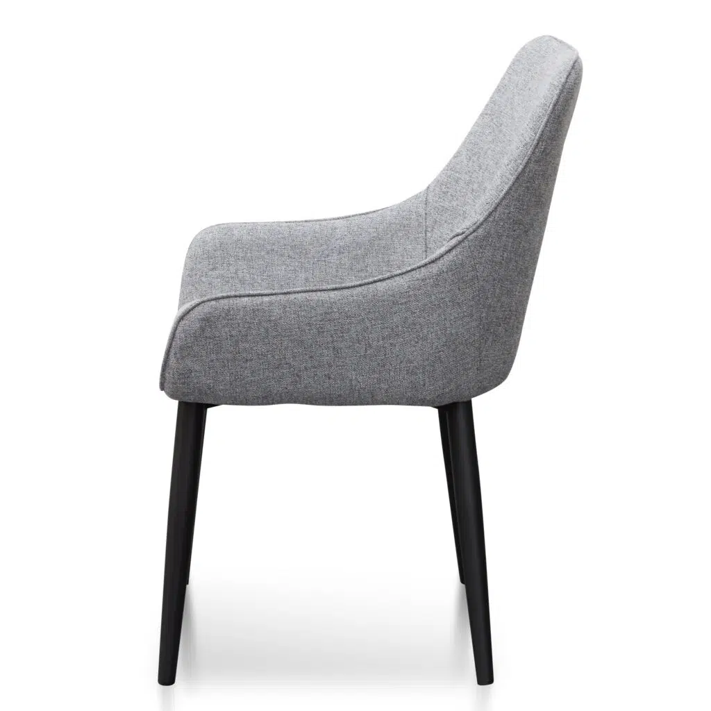 Aiden Modern Minimalist Dining Chair - Pebble Grey Fabric with Black Legs