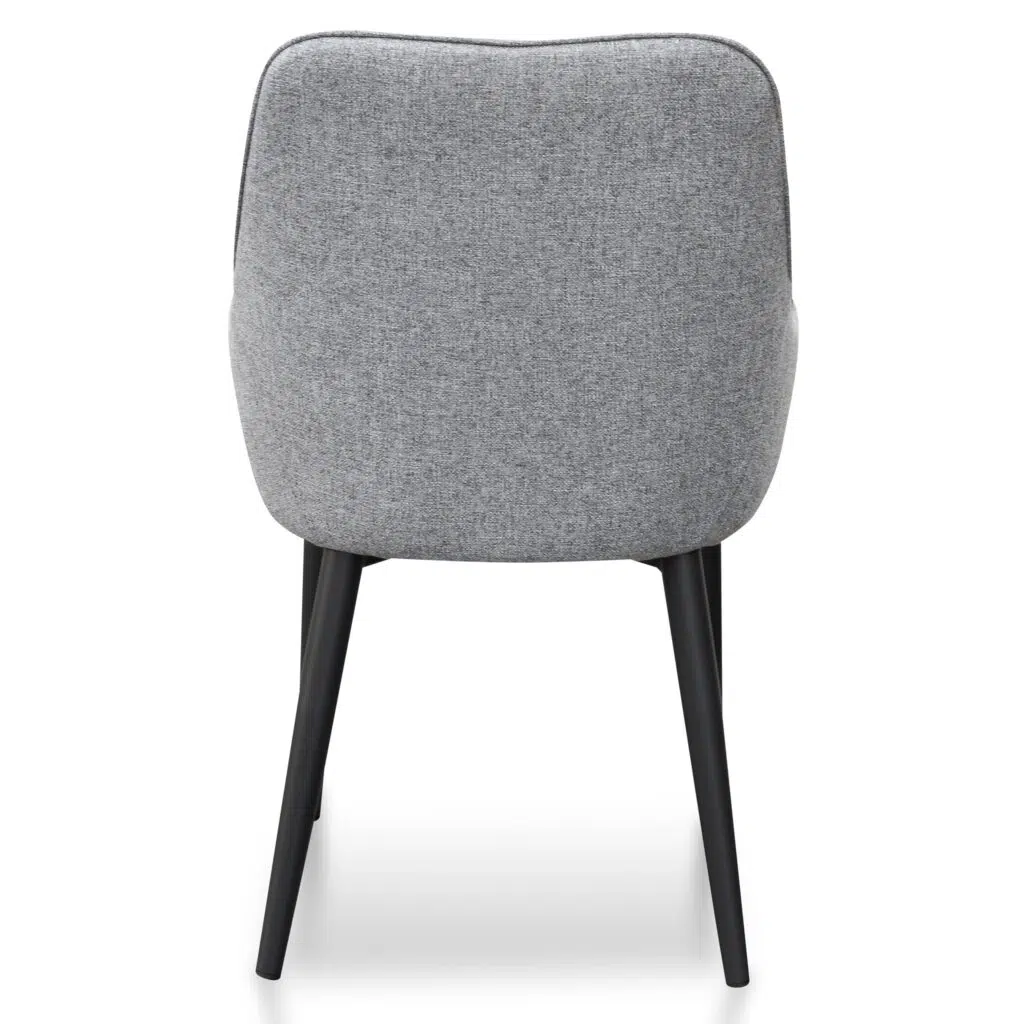 Aiden Dining Chair Pebble Grey Fabric Black Legs Set of 2 Modern Minimalist