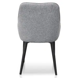 Aiden Dining Chair Pebble Grey Fabric Black Legs Set of 2 Modern Minimalist