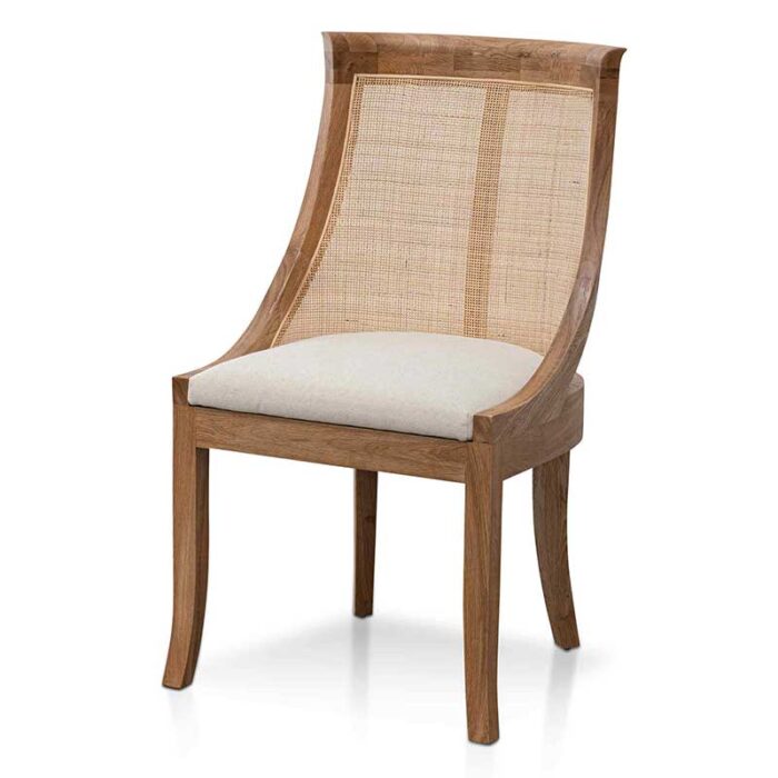 Fynel Dawn Beige Dining Chairs Set of 2 – Modern Coastal Style with Natural Wood Frame