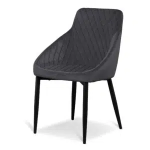 Grey Velvet Dining Chair with Black Legs - Modern Luxury Design