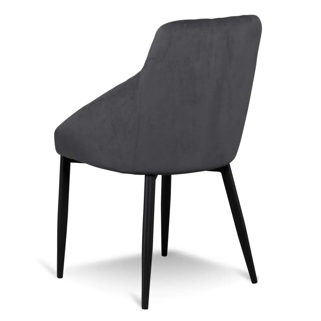 Grey Velvet Dining Chair with Black Legs Set of 2