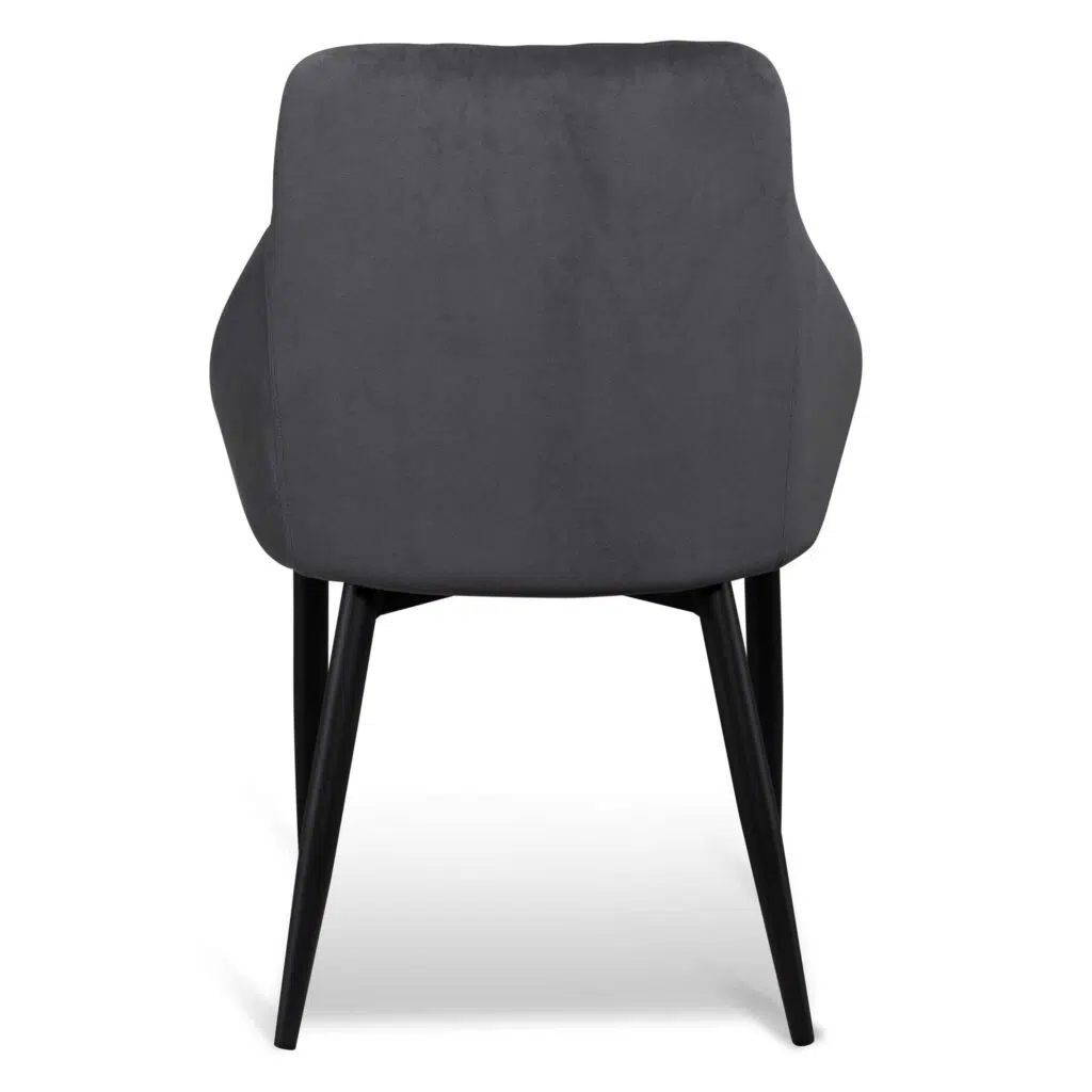 Grey Velvet Dining Chair with Black Legs Set of 2