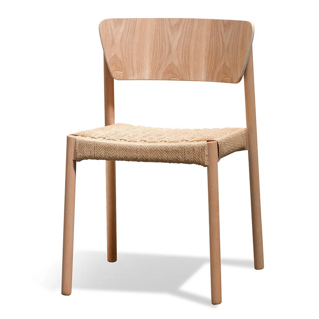 Coastal-Inspired Dining Chair with Natural Woven Seat and Wood Frame