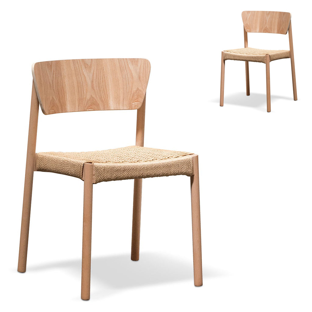 Coastal-Inspired Woven Paper Cord Dining Chair Set of 2