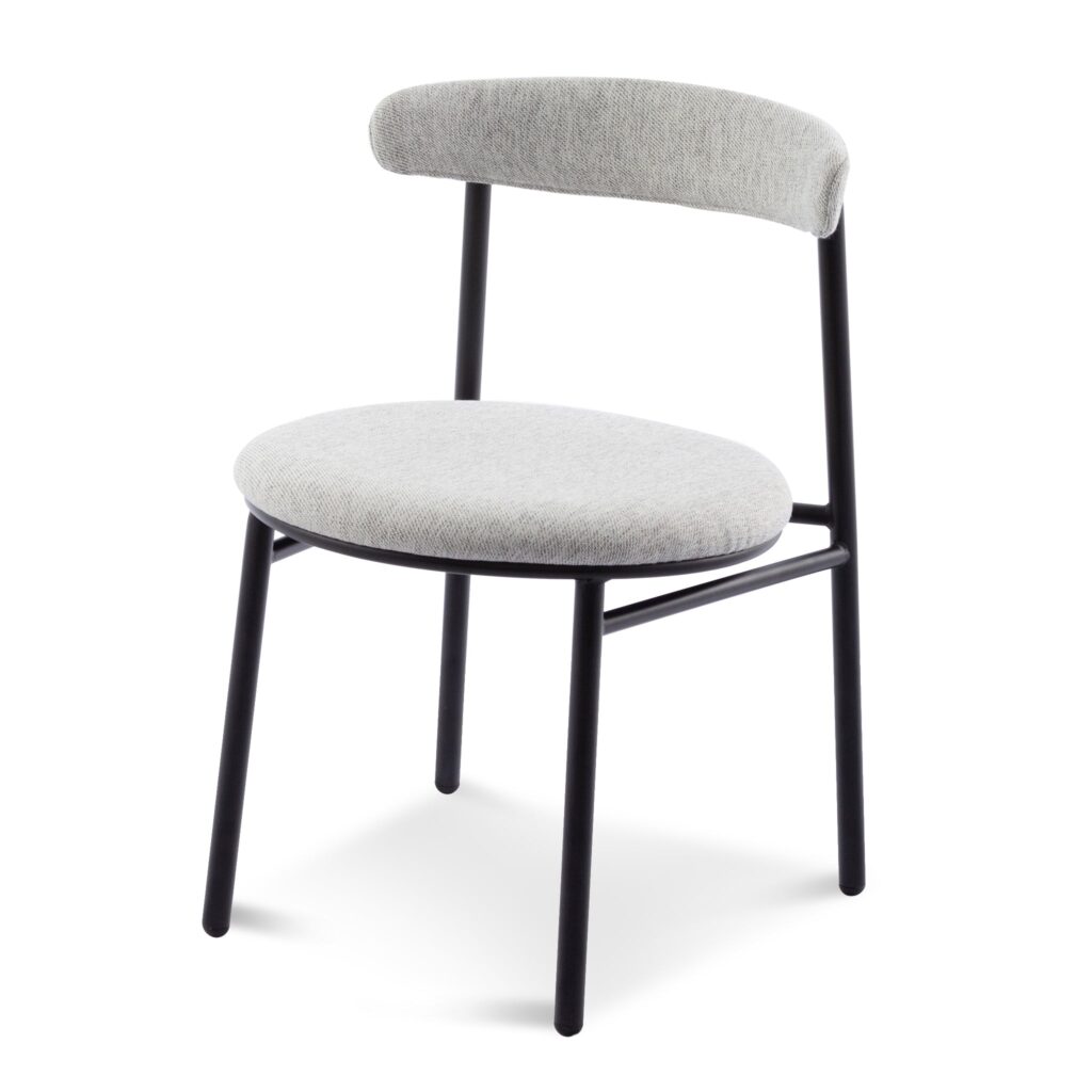 Moryn Silver Grey Fabric Dining Chair Black Legs Modern Design