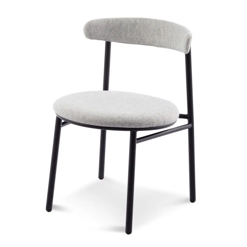 Moryn Silver Grey Fabric Dining Chair Black Legs Modern Design