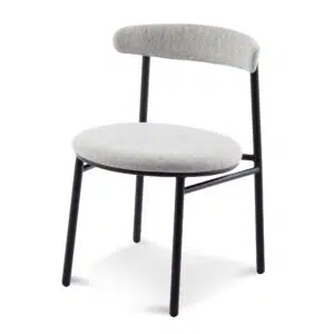 Moryn Silver Grey Fabric Dining Chair Black Legs Modern Design
