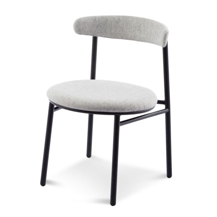 Moryn Silver Grey Fabric Dining Chair Black Legs Modern Design