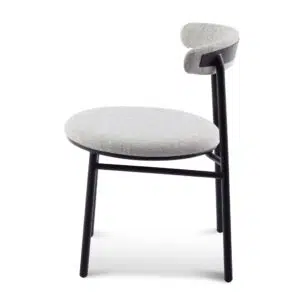 Silver Grey Fabric Dining Chair with Black Legs Set of 2 Modern Design