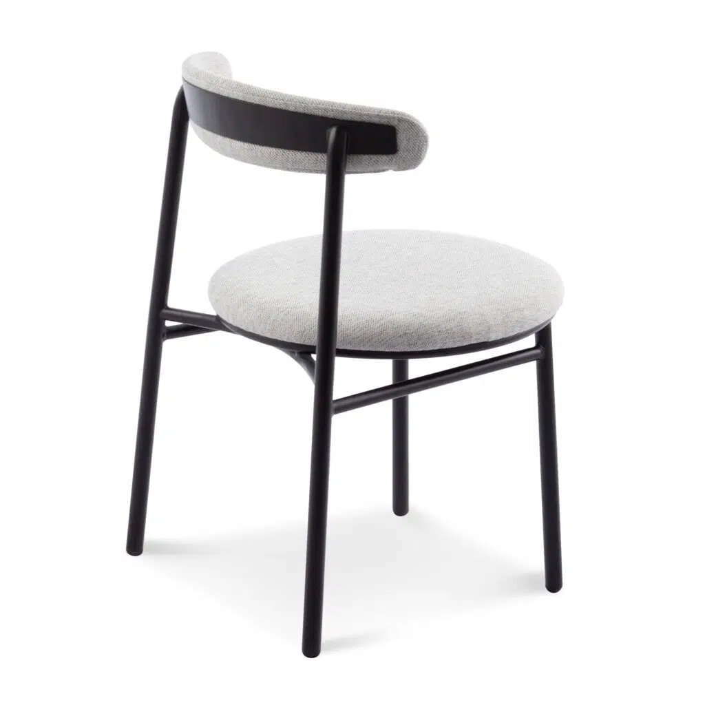 Silver Grey Fabric Dining Chair with Black Legs - Modern Design