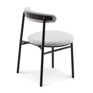 Silver Grey Fabric Dining Chair with Black Legs - Modern Design