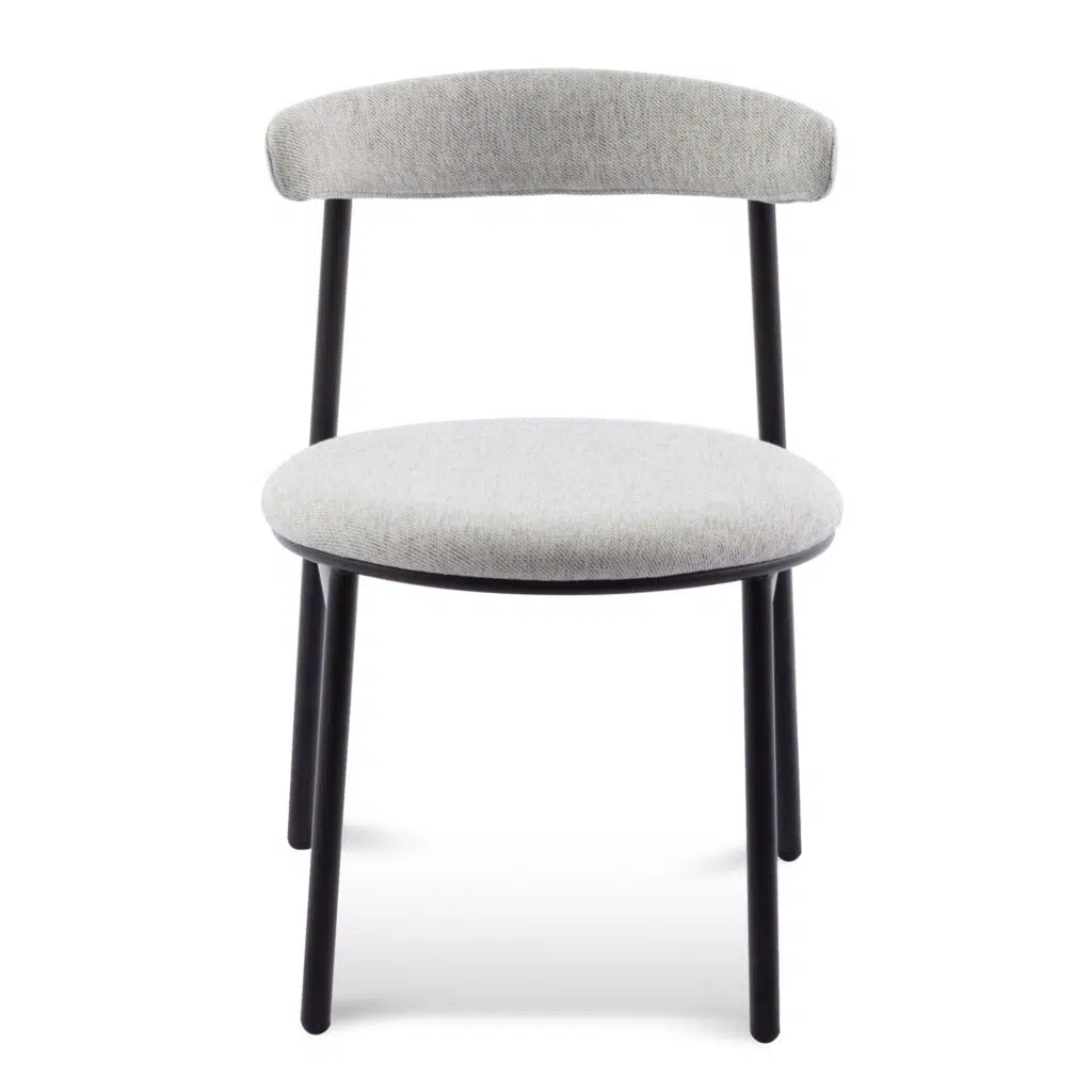 Silver Grey Fabric Dining Chair with Black Legs Set of 2