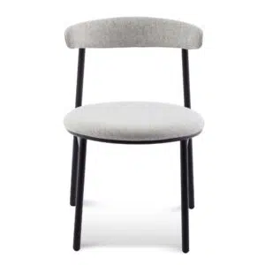 Silver Grey Fabric Dining Chair with Black Legs Set of 2