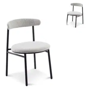 Moryn Silver Grey Fabric Dining Chair with Black Legs Set of 2